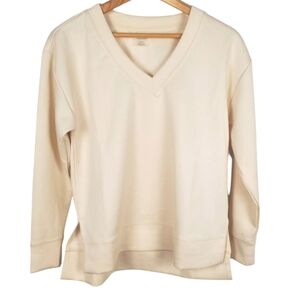 Danskin Women's Cream V-Neck Sweater. S/P